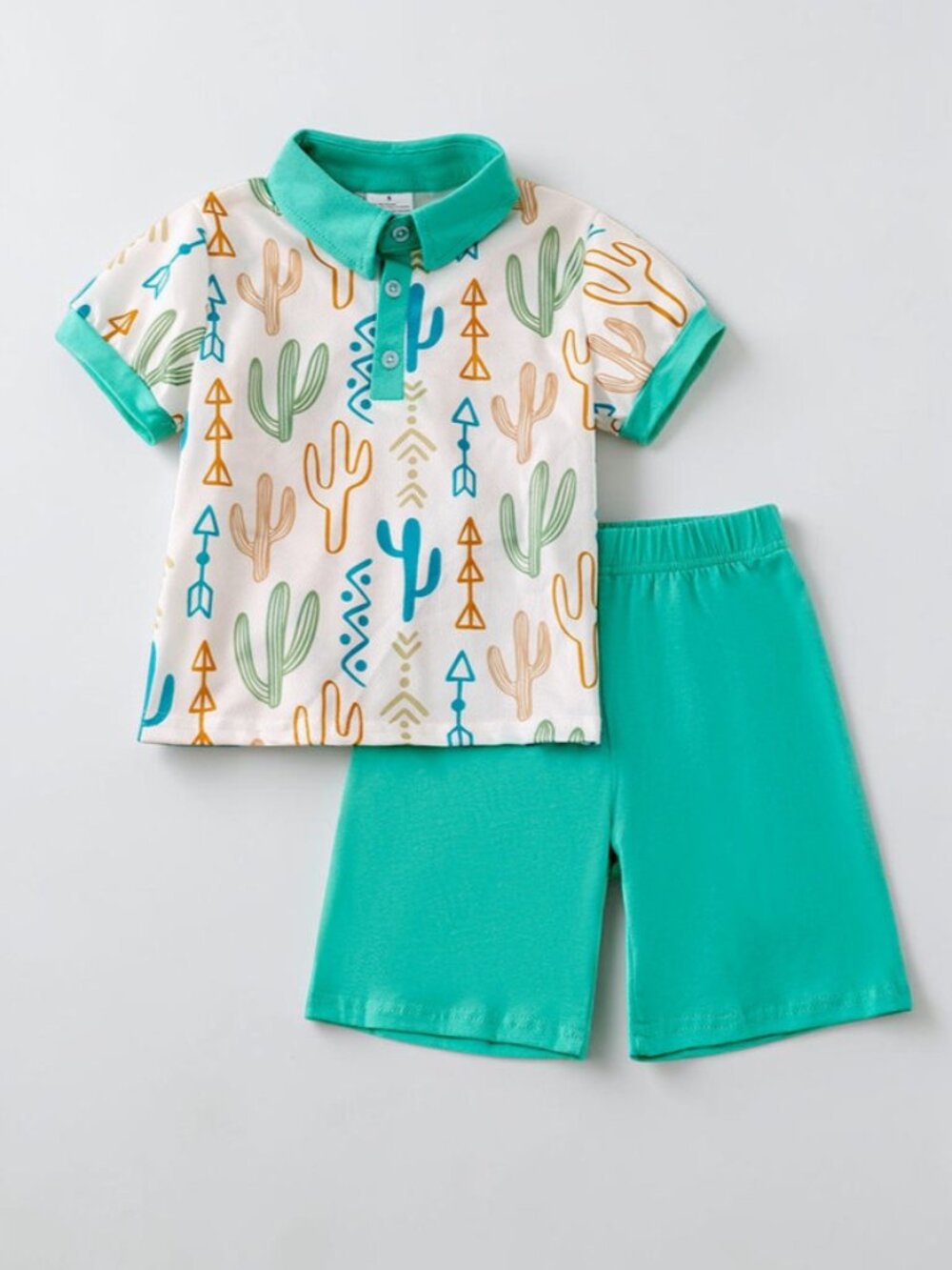 Toddler Boys Cactus Polo Shorts Set Size M